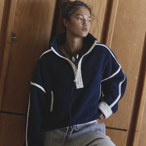 free people movement Tops - FP Movement Mountain High Half Zip in Navy and White